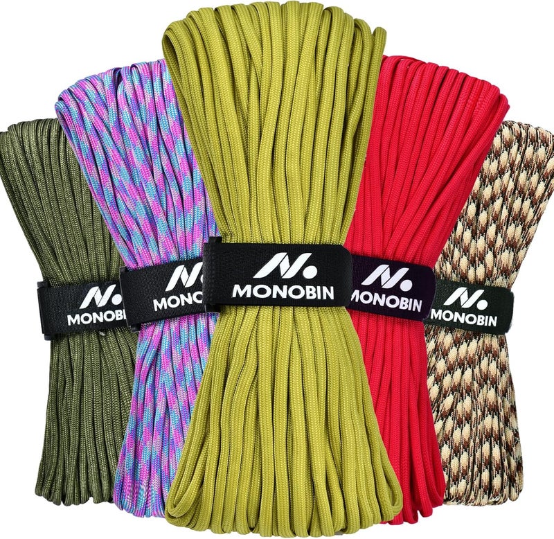 MONOBIN Paracord Rope 100FT for Making Paracord Projects, 4mm 7 Strand Parachute Cord for Lanyard, Survival Bracelets, Clothsline,Hiking - Image 1